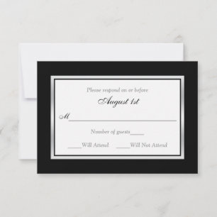 RSVP Card   Black and White   Silvertone