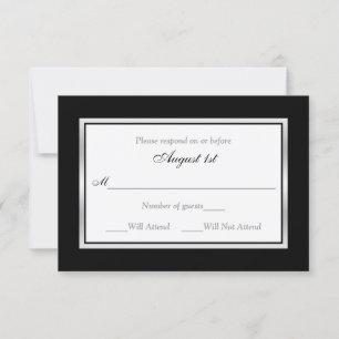 RSVP Card   Black and White   Silvertone