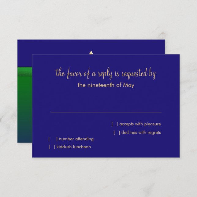 RSVP Card Bright Green and Blue Ombre Star (Front/Back)