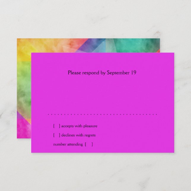 RSVP Card Colour Block Watercolor Design (Front/Back)
