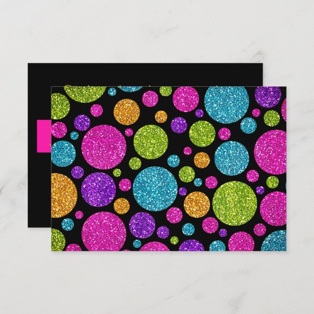 RSVP Card Colourful Glittery Dots on Any Colour (Front/Back)