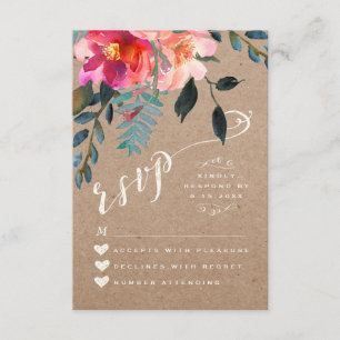 RSVP CARD   Elegant Floral Rustic Spring Turquoise