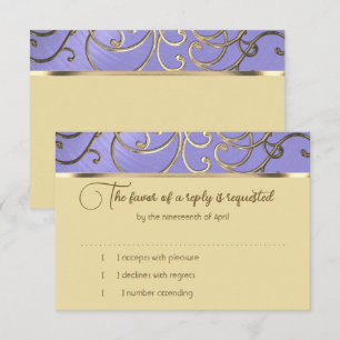 RSVP Card Elegant Lavender Purple Gold Filigree