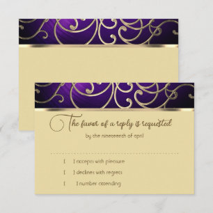 RSVP Card Elegant Purple and Gold Filigree