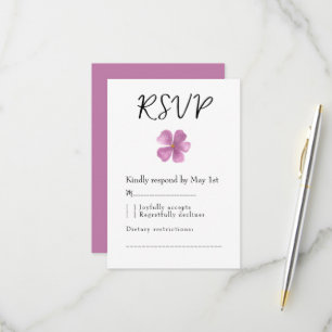 RSVP Card Elegant Purple Floral Watercolor Wedding