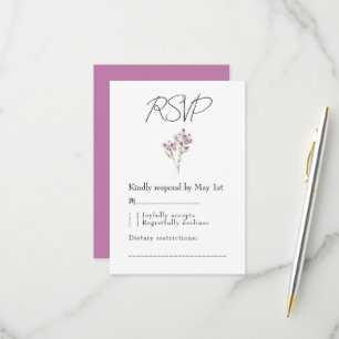 RSVP Card Elegant Purple Floral Watercolor Wedding