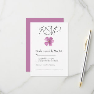 RSVP Card Elegant Purple Floral Watercolor Wedding