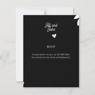 RSVP Card Elegant Wedding Floral Black