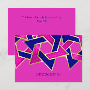 RSVP Card Hot Pink Navy Blue Star of David