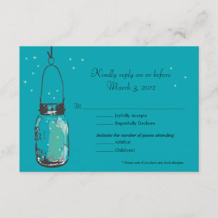 RSVP Card Mason Jar and Fireflies