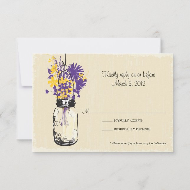 RSVP Card Mason Jar and Wildflowers (Front)