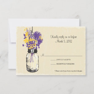 RSVP Card Mason Jar and Wildflowers