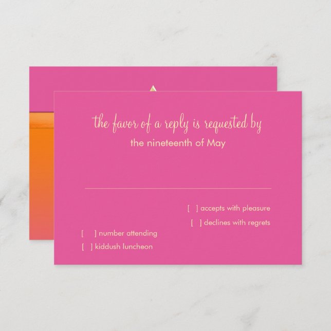 RSVP Card Orange and Pink Ombre Star (Front/Back)