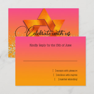 RSVP Card Orange to Pink Ombre with Star