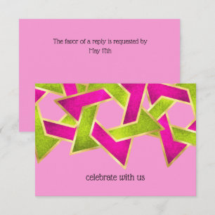 RSVP Card Pink Green Star of David