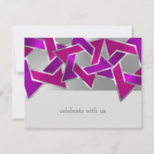 RSVP Card Pink Purple Star of David on Any Colour