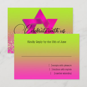 RSVP Card Pink to Green Ombre with Star