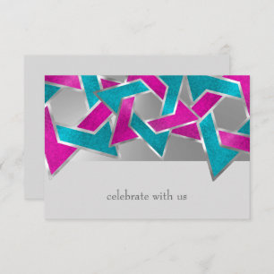 RSVP Card Pink Turquoise Star of David Any Colour