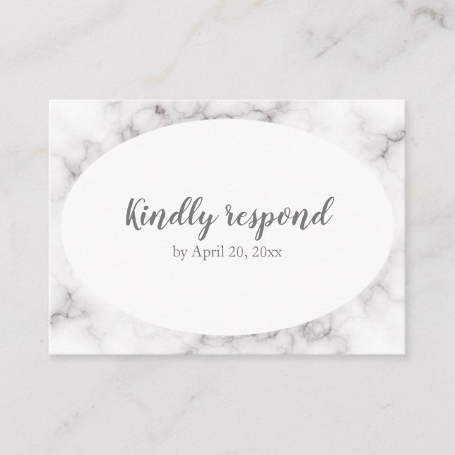 RSVP card please respond modern marble (Front)
