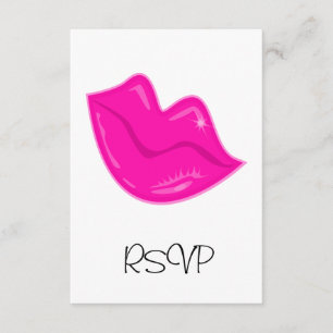 RSVP Card Pretty Pink Lips on White