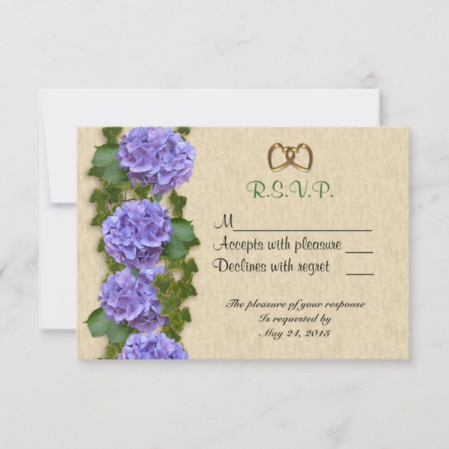 RSVP card purple Hydrangea (Front)