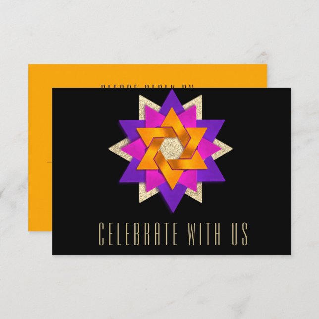 RSVP Card Purple Pink Orange Black (Front/Back)