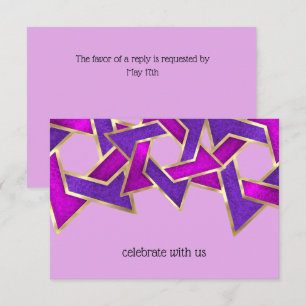 RSVP Card Purple Pink Star David Any Colour