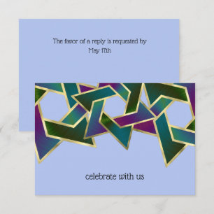 RSVP Card Purple Teal Green Star of David