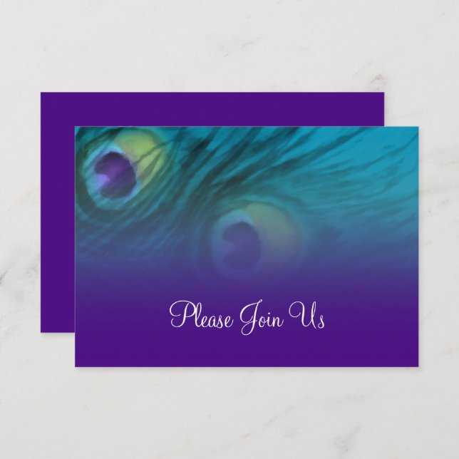 RSVP Card Purple Teal Peacock (Front/Back)