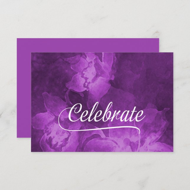 RSVP Card Purple Watercolor Flowers (Front/Back)
