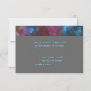 RSVP Card Red Purple Blue Grey Abstract Design