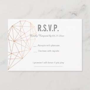 RSVP card Response Wedding Geometric Rose Gold