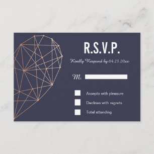 RSVP card Response Wedding Geometric Rose Gold