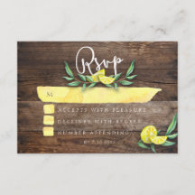RSVP CARD | Rustic Wood Lemon Watercolor Wedding