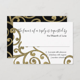 RSVP Card Scroll Pattern Gold