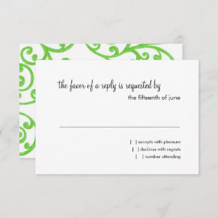 RSVP Card Scroll Pattern Green