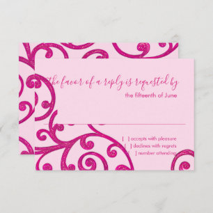 RSVP Card Scroll Pattern Pink