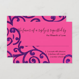 RSVP Card Scroll Pattern Purple