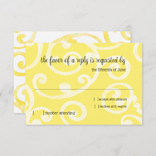 RSVP Card Scroll Pattern Yellow