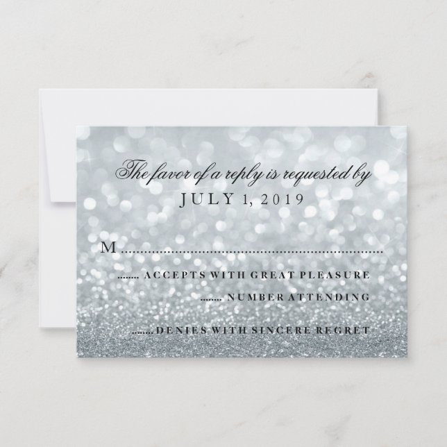 RSVP Card - Silver Glit Fab (Front)