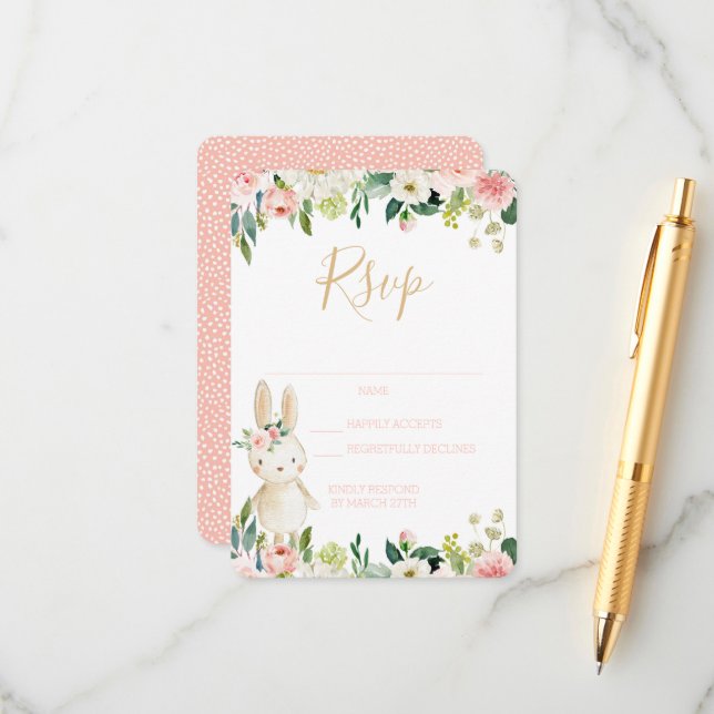 RSVP Card Some Bunny Blush Floral (Front/Back In Situ)