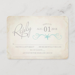 RSVP Card, Starfish Beach Wedding Invitation