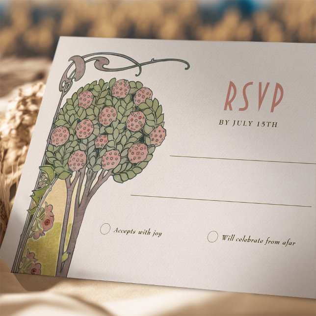 RSVP Card Tree in Bloom Victorian Art Nouveau (Creator Uploaded)
