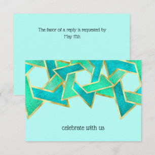 RSVP Card Turquoise Aqua Star of David