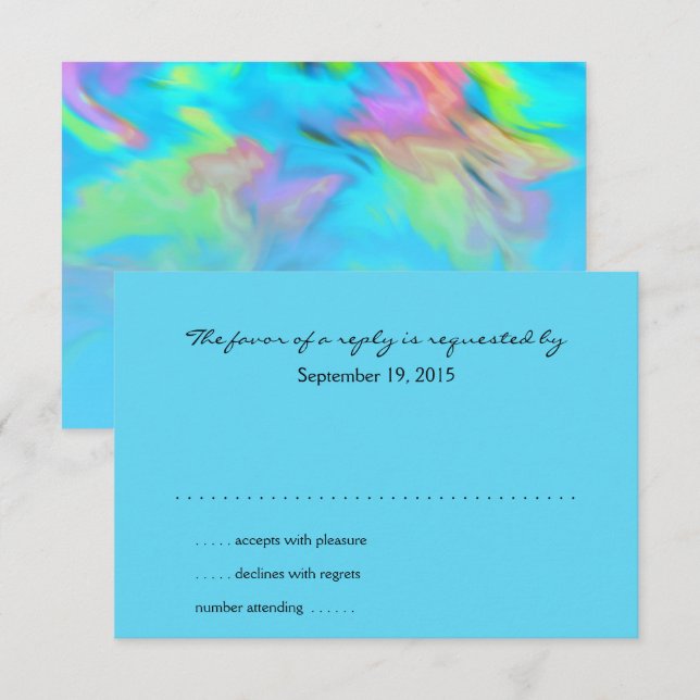 RSVP Card Turquoise Blue Lime Pink Tie Dye (Front/Back)