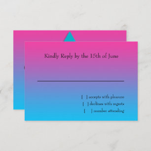RSVP Card Turquoise to Pink Ombre with Star
