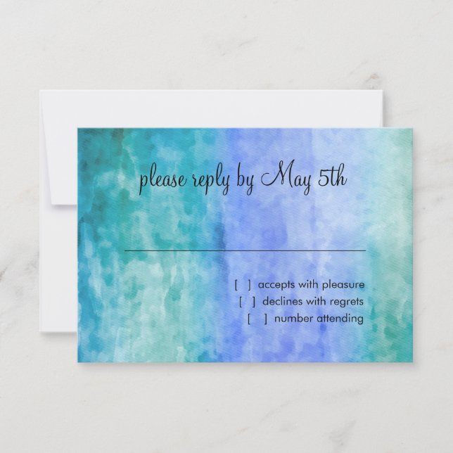 RSVP Card Watercolor Streaks Blue Star of David (Front)