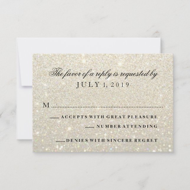 RSVP Card - White Gold Glit Fab (Front)