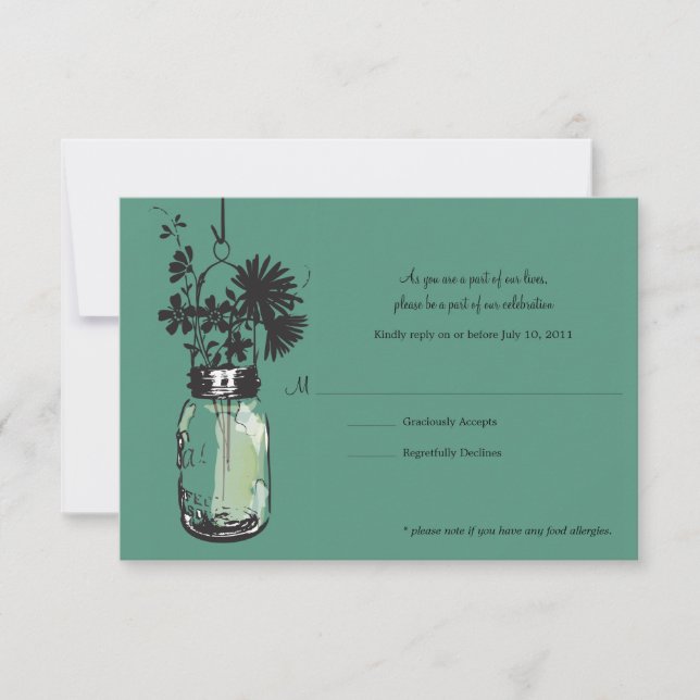 RSVP Card Wild Flowers & Mason Jar (Front)