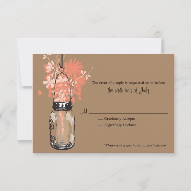 RSVP Card  Wild Flowers & Mason Jar (Front)
